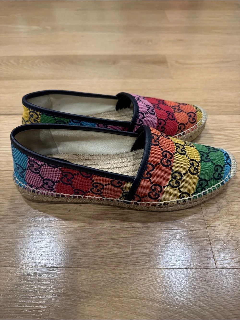 Gucci Multicolor Rainbow GG Canvas Espadrilles - Picture 4 of 8